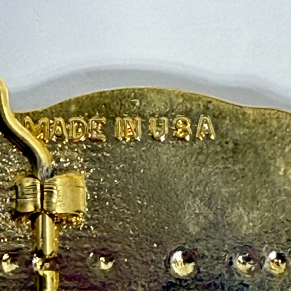 Western‎ Cowboy Native American Horse Rider Belt Buckle Gold Tone Made USA